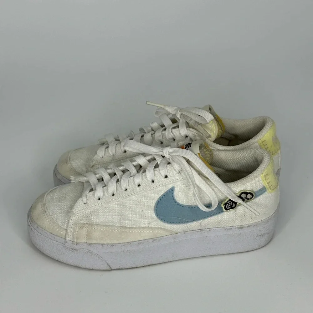 Nike‎ Blazer Low Platform Next Nature Women's Sz 6 White/Boarder Blue DJ6376 100